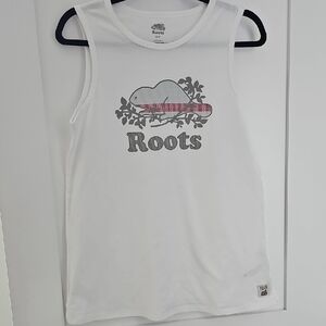 Roots White Tank Top with Logo Design Size S/P
